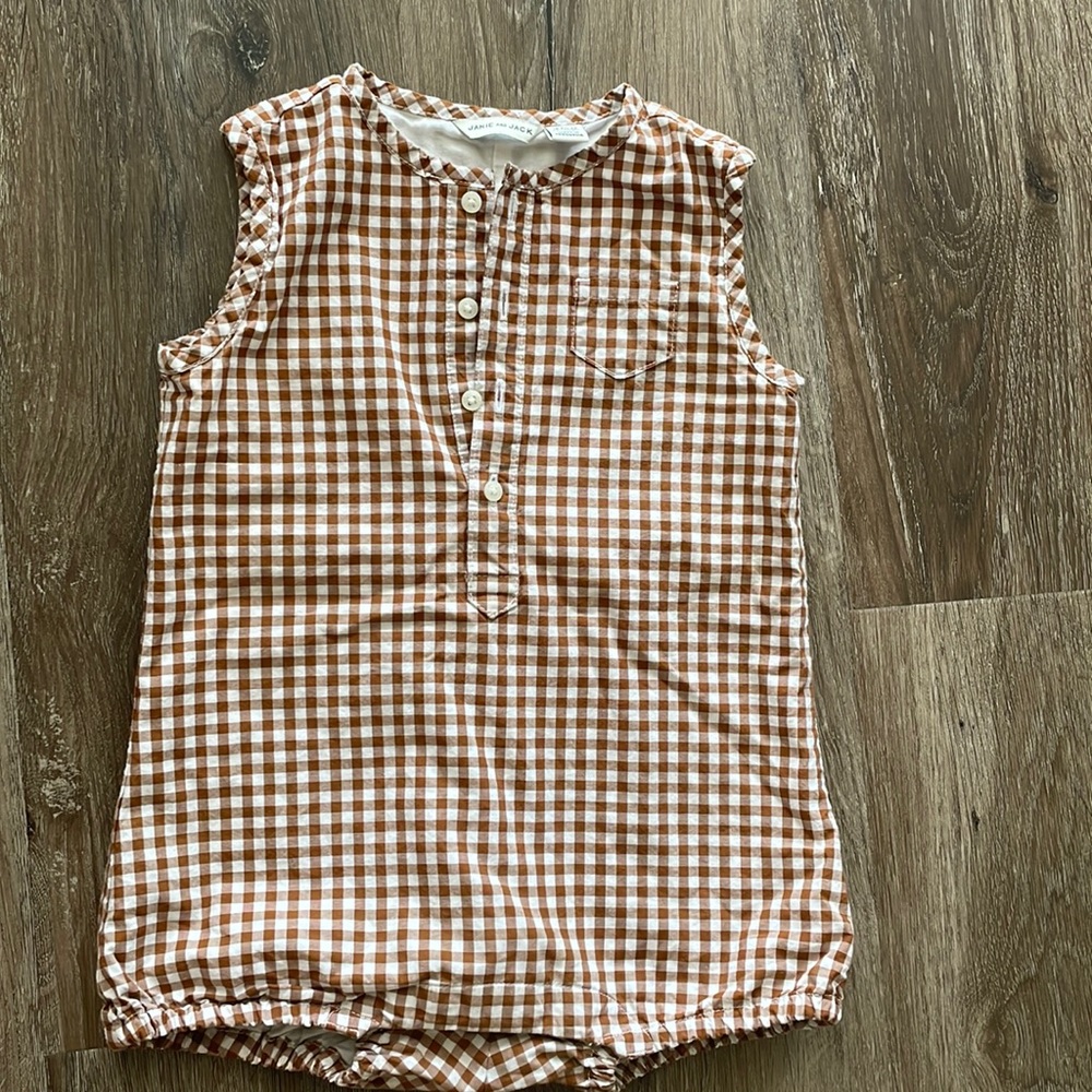 JANIE & JACK Gingham Romper (18-24 Mo)